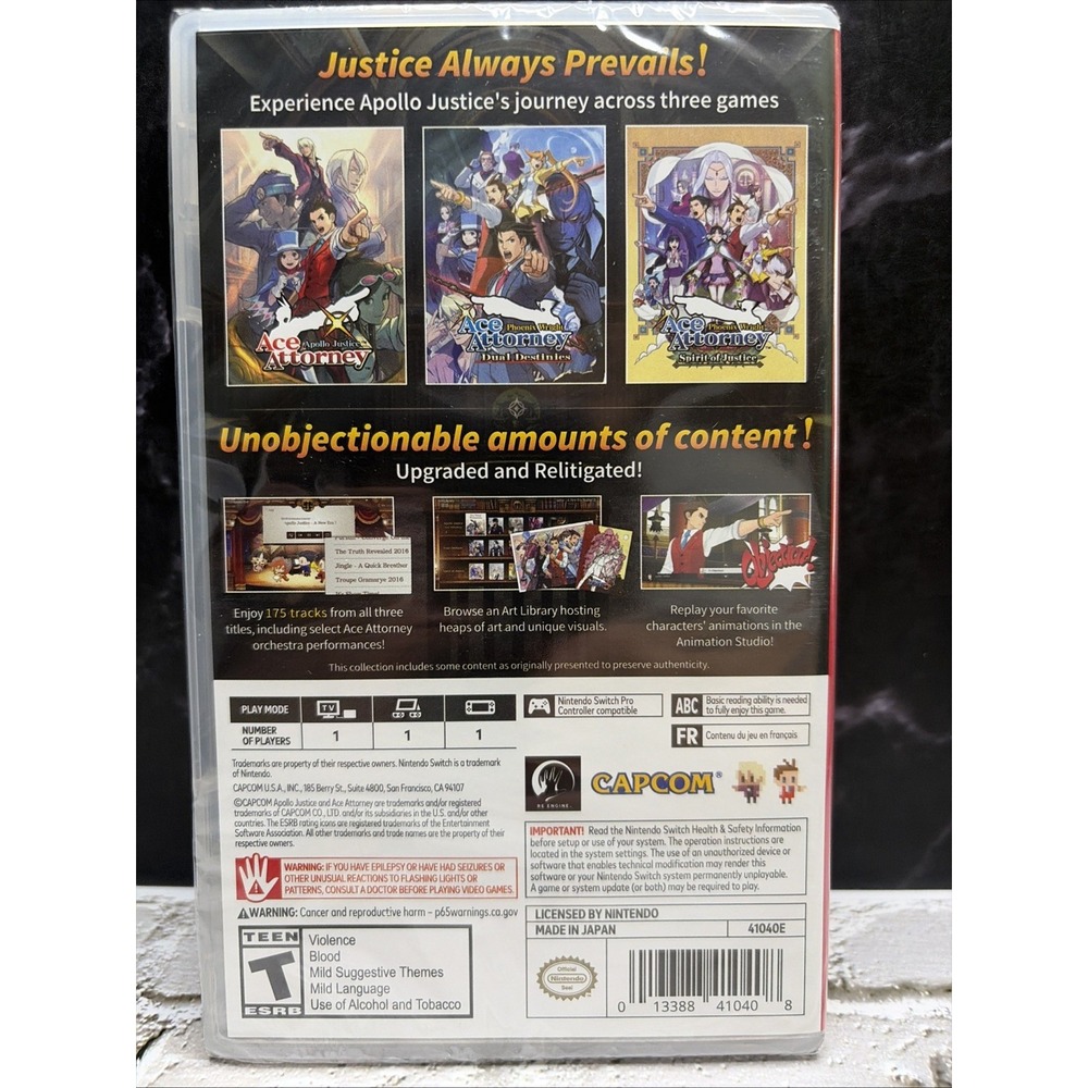 Apollo Justice Ace Attorney Trilogy Nintendo‎ Switch Capcom 2024 New 41040E - Picture 2 of 8